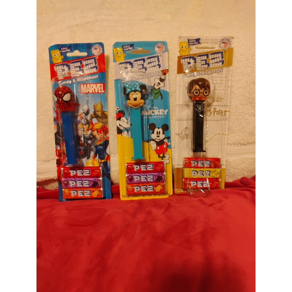 Pez Dispenser Bundle Spiderman Minnie And Harry Potter made in‎ USA